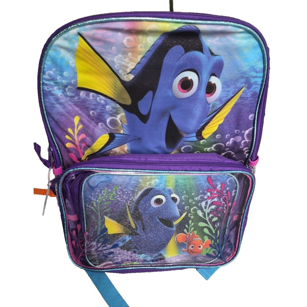 Disney Finding Dory 16" School Backpack & Detachable Lunch Box Bag New